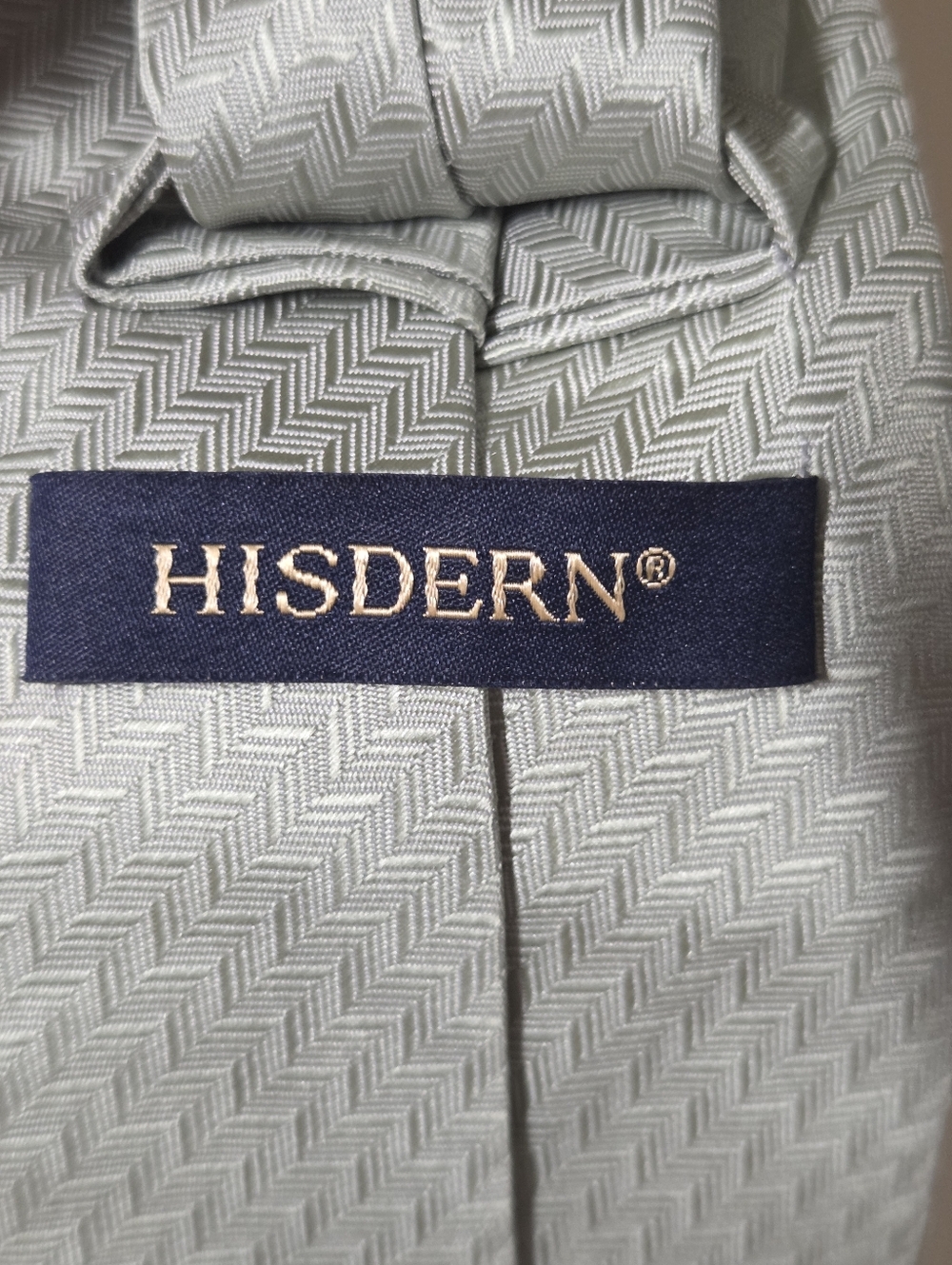 🩷Hisdern Sage Green Mens Necktie With Matching Pocket Square - Picture 3 of 3